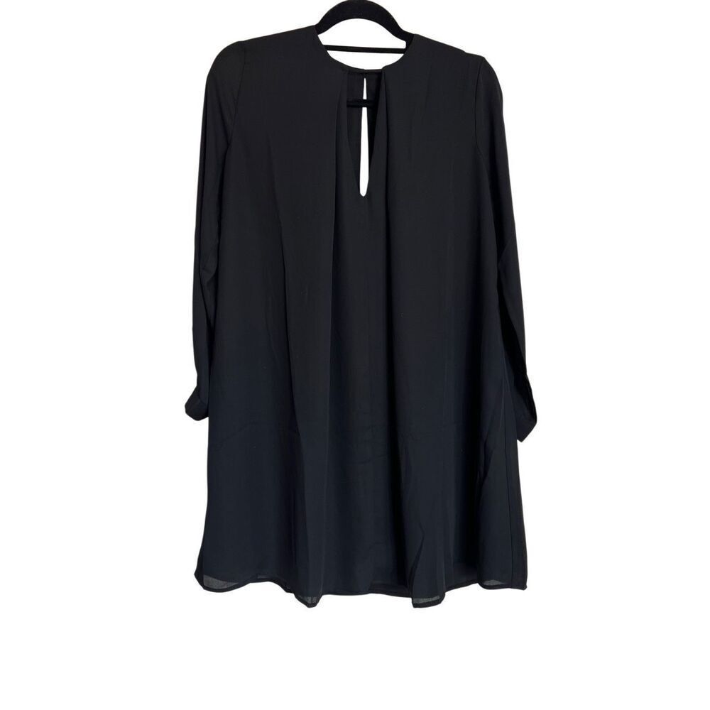 Revolve Krisa Swing Dress Womens Size Small Black Mini Long Sleeve Lined Keyhole